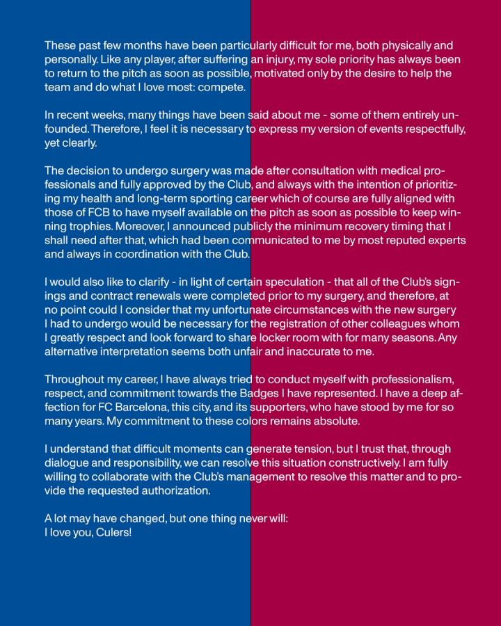 手术前完成, 近日被巴萨, 特尔施特根 手术前完成, 近日被巴萨, 特尔施特根